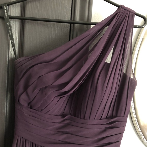bill levkoff one shoulder bridesmaid dress in plum - Picture 4 of 5